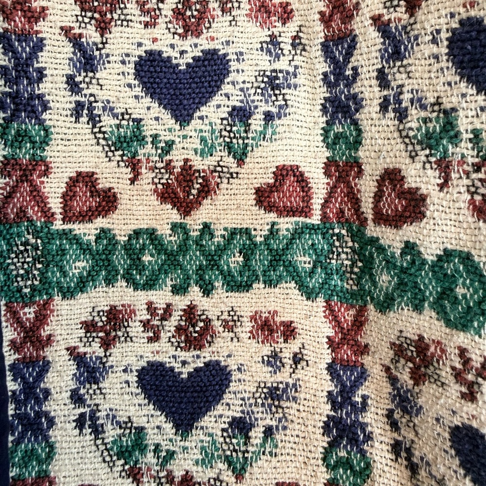 Vintage KEREN hart Multicolor Heart Pattern Tapestry Jacket - Picture 3 of 5